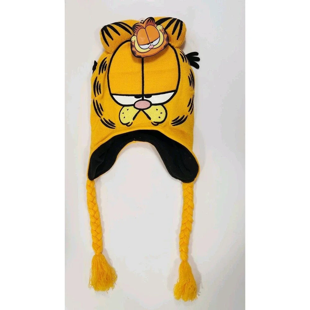 Garfield Knit Peruvian Adult Laplander Beanie With 3D Whiskers, Ears Adult Read